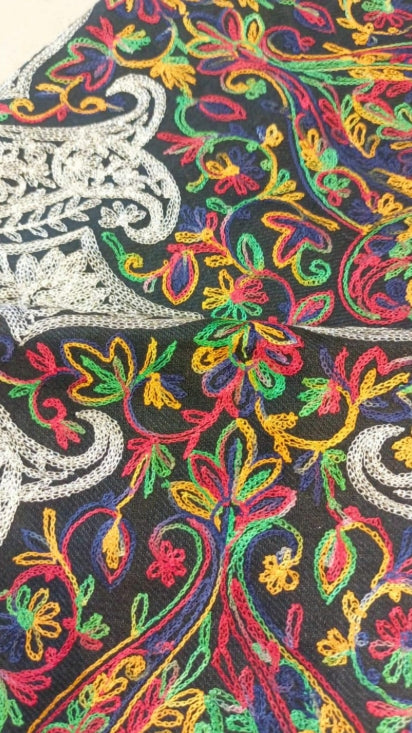 Rich Multi-Color Embroidered Pashmina Shawl