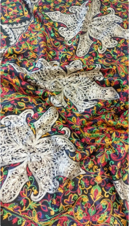 Rich Multi-Color Embroidered Pashmina Shawl