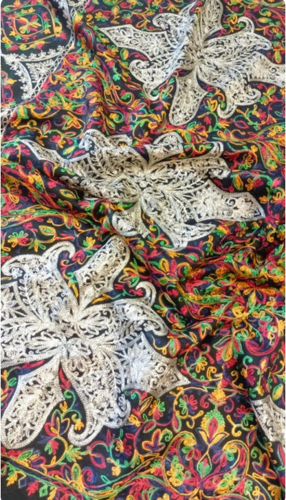 Rich Multi-Color Embroidered Pashmina Shawl
