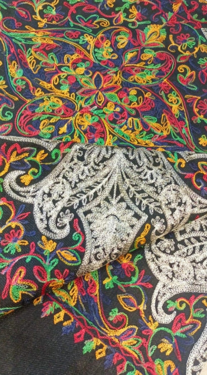 Rich Multi-Color Embroidered Pashmina Shawl