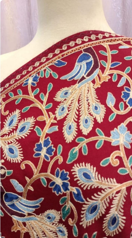 Heavy Embroidered Pashmina Shawl - Unique and Elegant