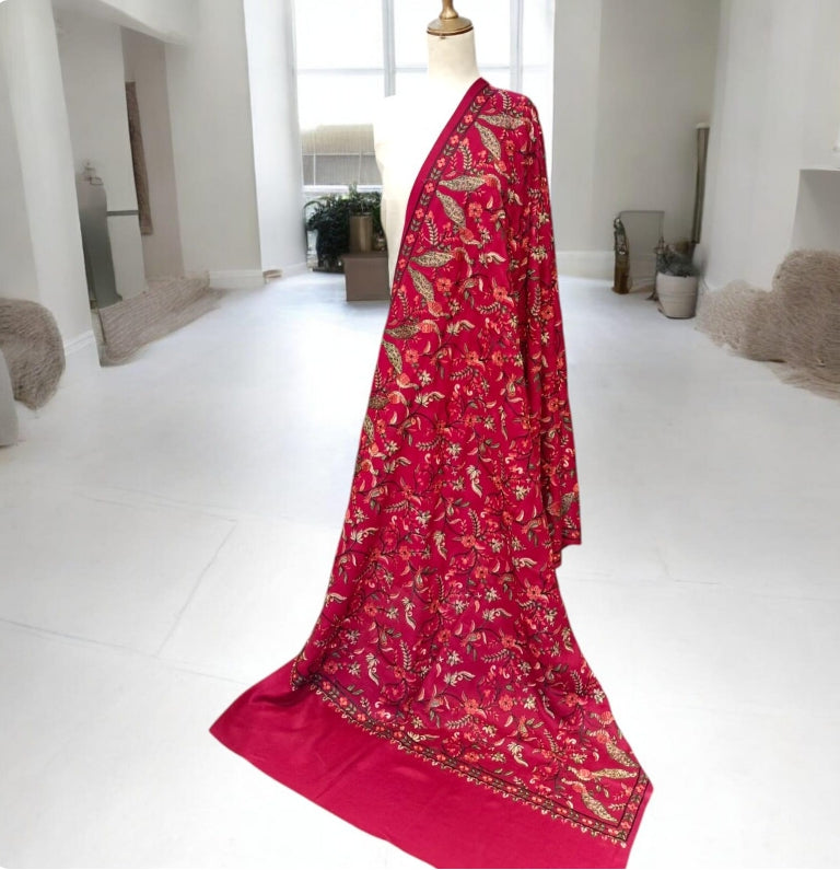 Luxury Pashmina Peacock Embroidered Shawl- High End Fashion