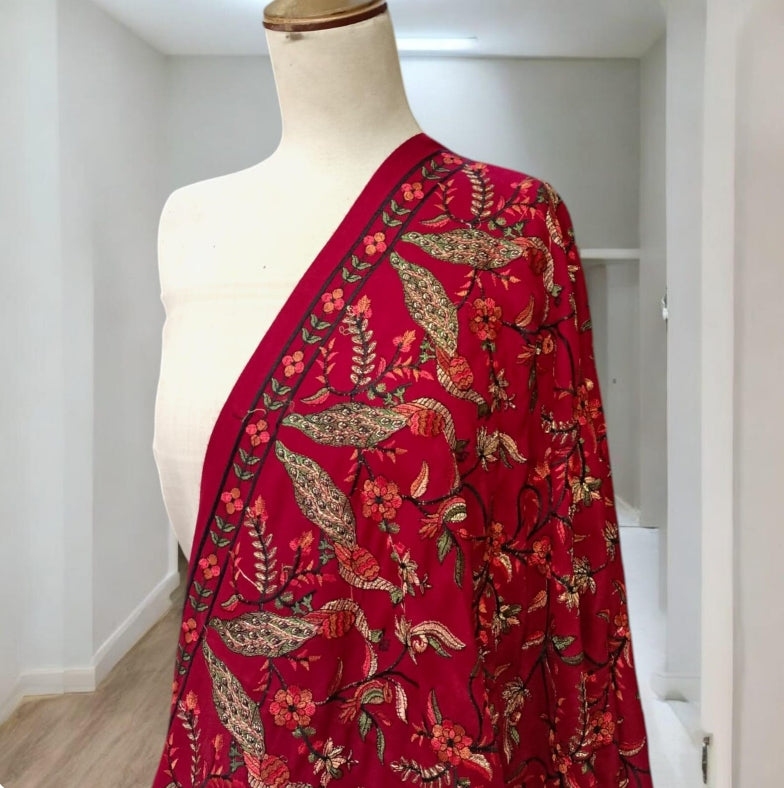 Luxury Pashmina Peacock Embroidered Shawl- High End Fashion