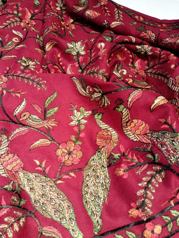 Luxury Pashmina Peacock Embroidered Shawl- High End Fashion