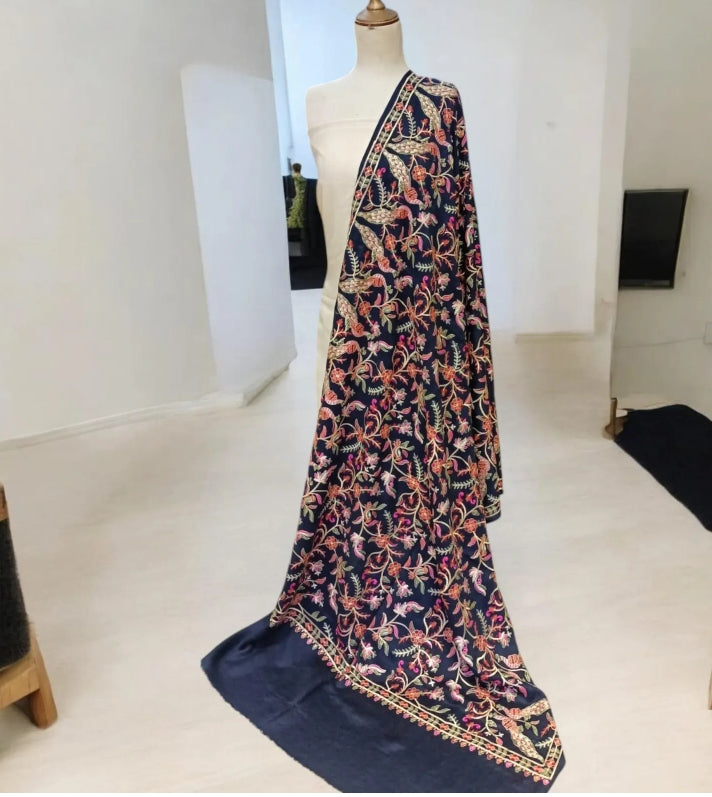 Blue Pashmina Embroidered Shawl