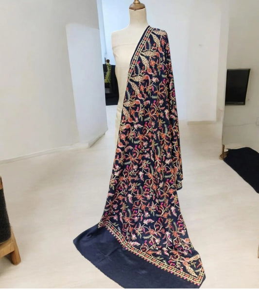 Blue Pashmina Embroidered Shawl