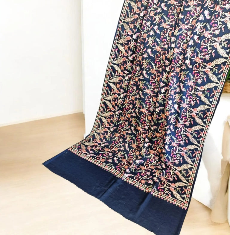 Blue Pashmina Embroidered Shawl