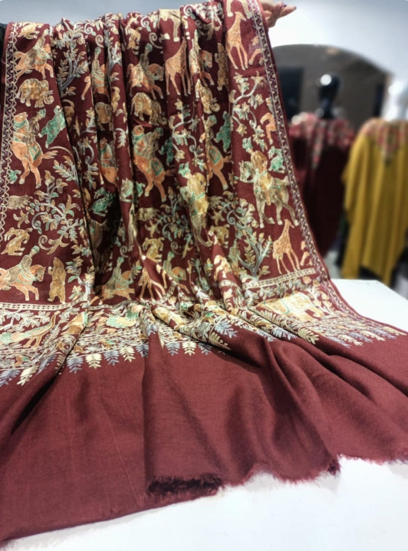 Exclusive Pashmina Shawl With Intricate Animal Designs