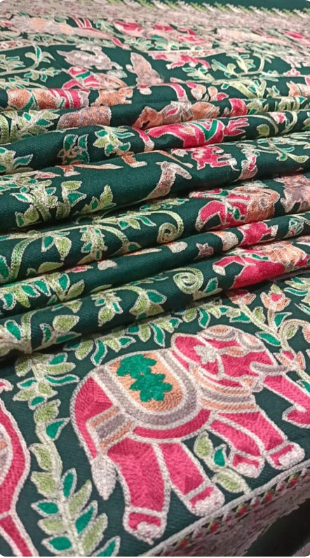 Exclusive Pashmina Shawl With Intricate Animal Designs