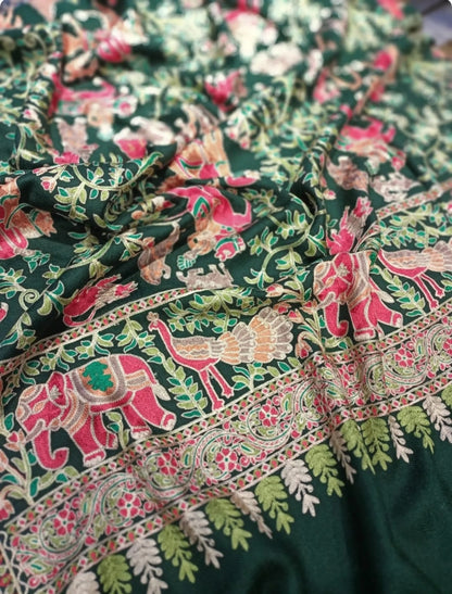 Exclusive Pashmina Shawl With Intricate Animal Designs