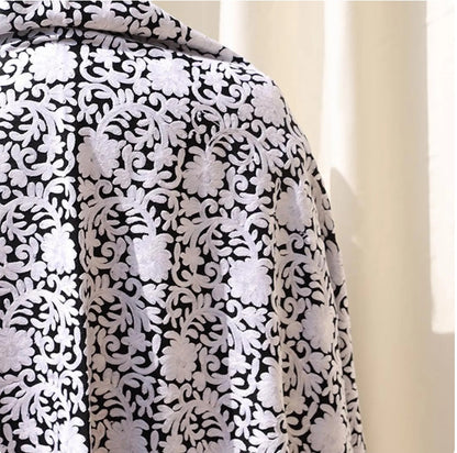 Black and White embroidered Shawl