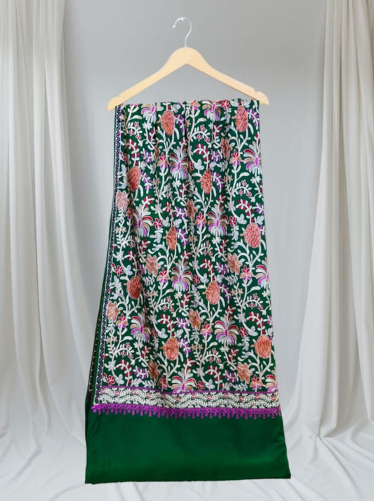 Kalamkari Embroidered Shawl - Handmade, Unique, Luxury Wrap