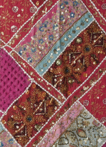 Vintage Kutch Indian Patchwork Tapestry | Hand Embroidered Boho Textile Art