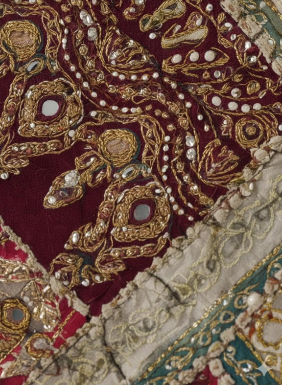 Vintage Kutch Indian Tapestry | Embroidered Patchwork Boho Wall Hanging