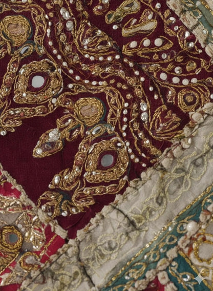 Vintage Kutch Indian Tapestry | Embroidered Patchwork Boho Wall Hanging