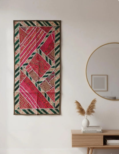 Vintage Kutch Style Patchwork Tapestry | Hand Embroidered Boho Textile Art