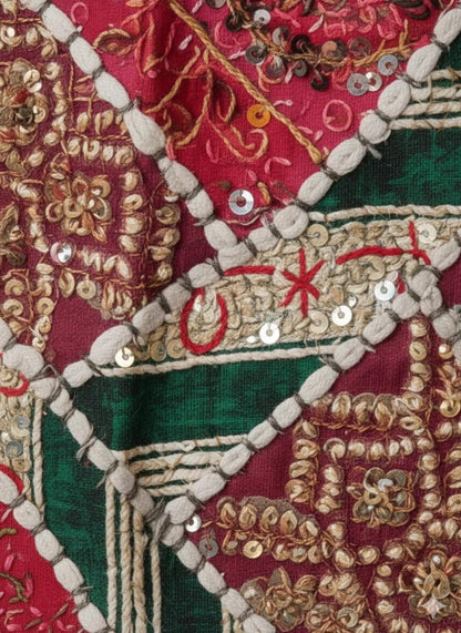 Vintage Kutch Style Patchwork Tapestry | Hand Embroidered Boho Textile Art