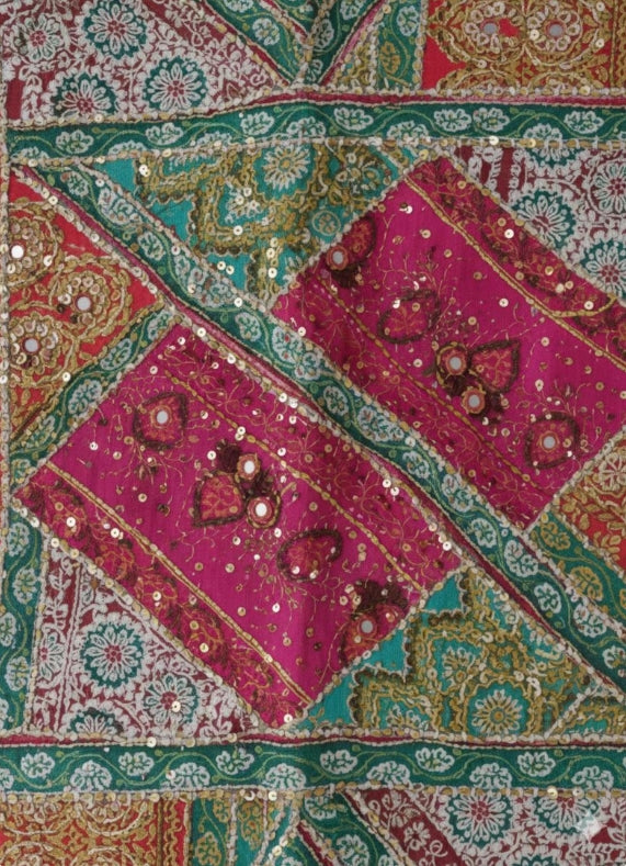 Vintage Kutch Style Tapestry | Indian Patchwork, Hand Embroidered Boho Textile Art