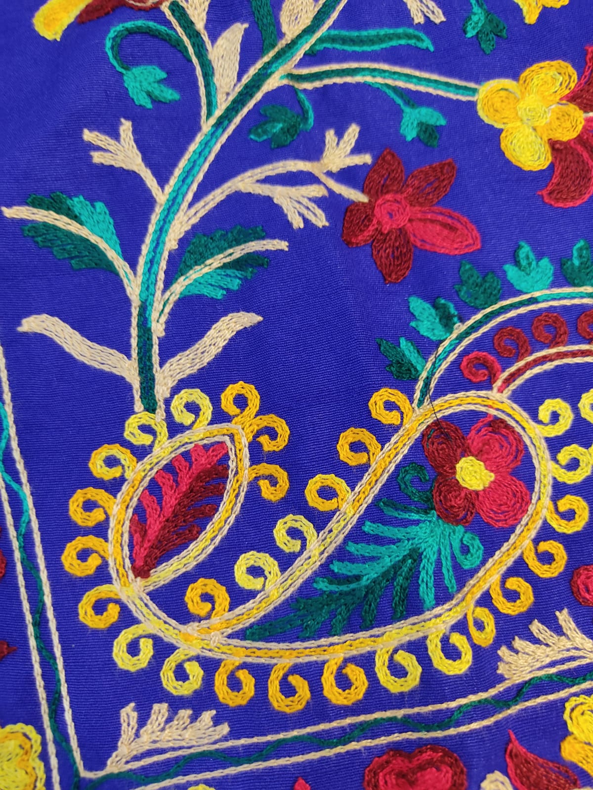 Vibrant Blue Silk Embroidered Kantha Jacket | Long Bohemian Kimono Coat | | Unique Festival Wear