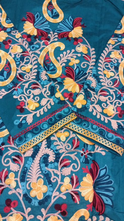 Vibrant Blue Silk Embroidered Kantha Jacket | Long Bohemian Kimono Coat | | Unique Festival Wear