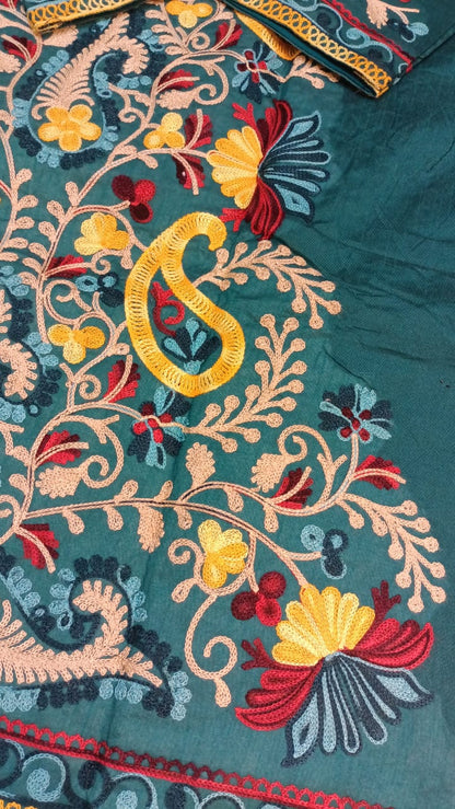 Vibrant Blue Silk Embroidered Kantha Jacket | Long Bohemian Kimono Coat | | Unique Festival Wear