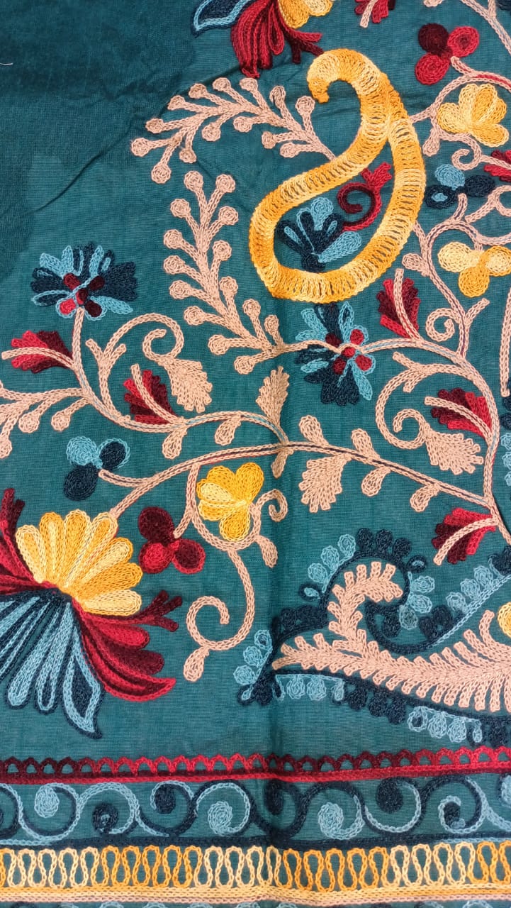 Vibrant Blue Silk Embroidered Kantha Jacket | Long Bohemian Kimono Coat | | Unique Festival Wear