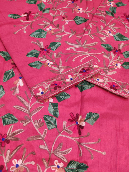 Artisan-Crafted Kashmiri Aari Embroidered Jacket - Red Floral Statement Coat