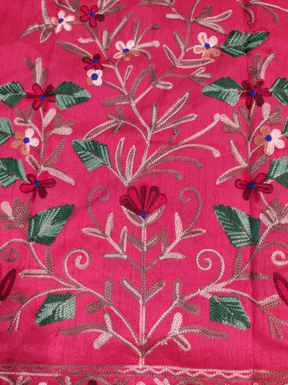 Artisan-Crafted Kashmiri Aari Embroidered Jacket - Red Floral Statement Coat