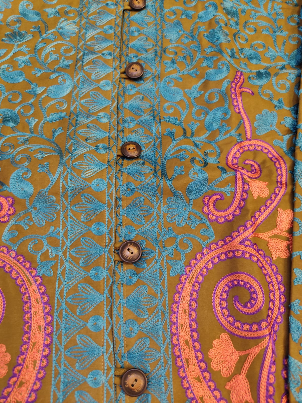 Teal and Pink Longline Coat - Formal Winter Jacket - Unique Dress Coat - Modest Collar Jacket