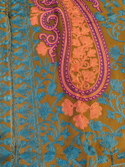 Teal and Pink Longline Coat - Formal Winter Jacket - Unique Dress Coat - Modest Collar Jacket