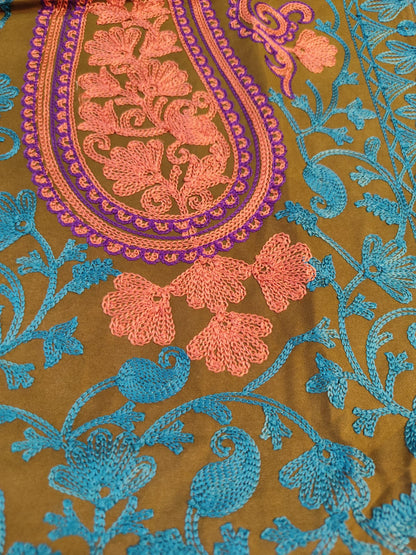 Teal and Pink Longline Coat - Formal Winter Jacket - Unique Dress Coat - Modest Collar Jacket