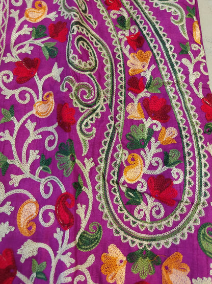 Hand-Embroidered Purple Kashmiri Jacket | Traditional Aari Work Tunic | Phiran Style Coat | Designer Ethnic Wear | Unique Gift for Her