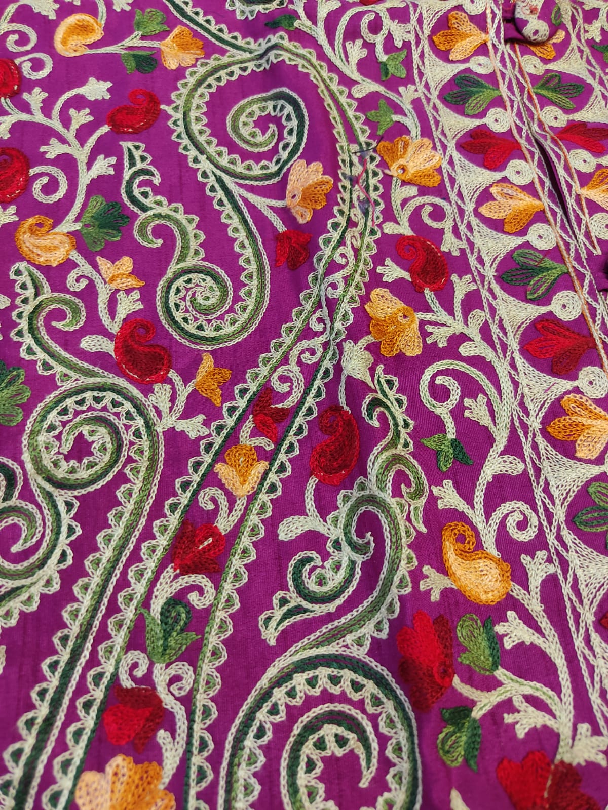 Hand-Embroidered Purple Kashmiri Jacket | Traditional Aari Work Tunic | Phiran Style Coat | Designer Ethnic Wear | Unique Gift for Her