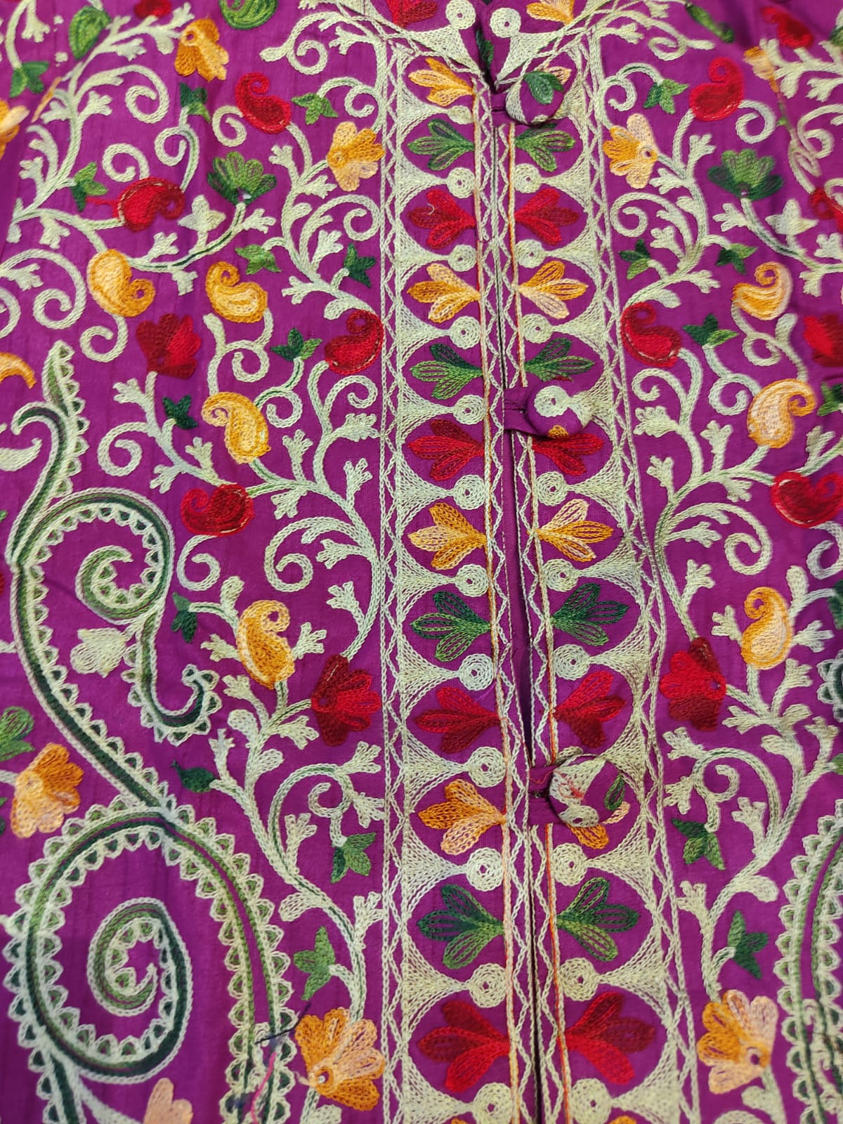 Hand-Embroidered Purple Kashmiri Jacket | Traditional Aari Work Tunic | Phiran Style Coat | Designer Ethnic Wear | Unique Gift for Her