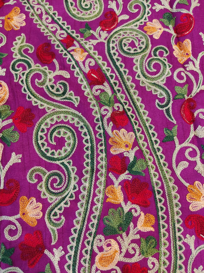 Hand-Embroidered Purple Kashmiri Jacket | Traditional Aari Work Tunic | Phiran Style Coat | Designer Ethnic Wear | Unique Gift for Her