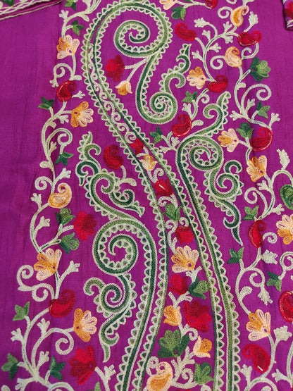 Hand-Embroidered Purple Kashmiri Jacket | Traditional Aari Work Tunic | Phiran Style Coat | Designer Ethnic Wear | Unique Gift for Her