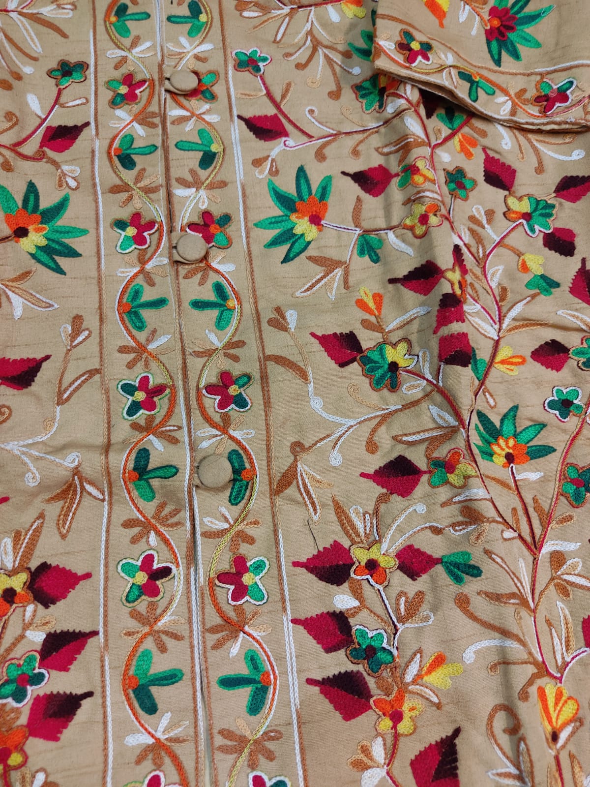 Floral Embroidered Long Coat  Artisan Made Fall/Winter Outerwear