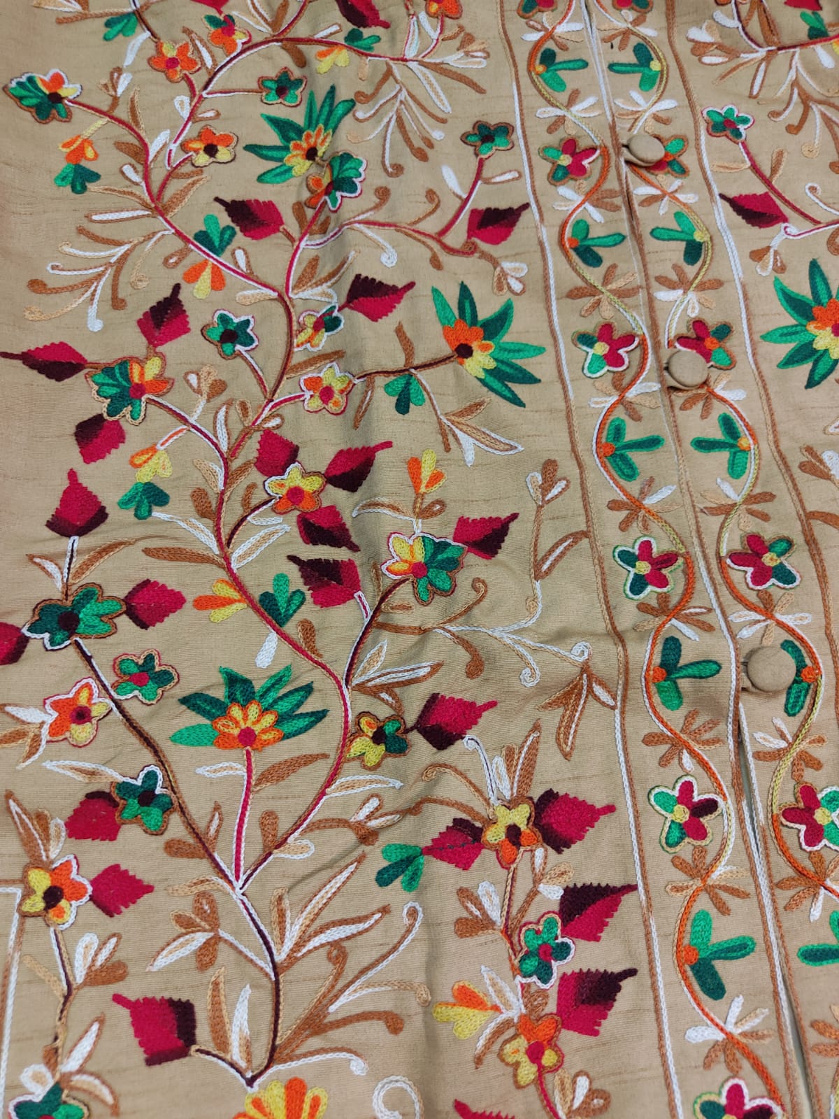 Floral Embroidered Long Coat  Artisan Made Fall/Winter Outerwear