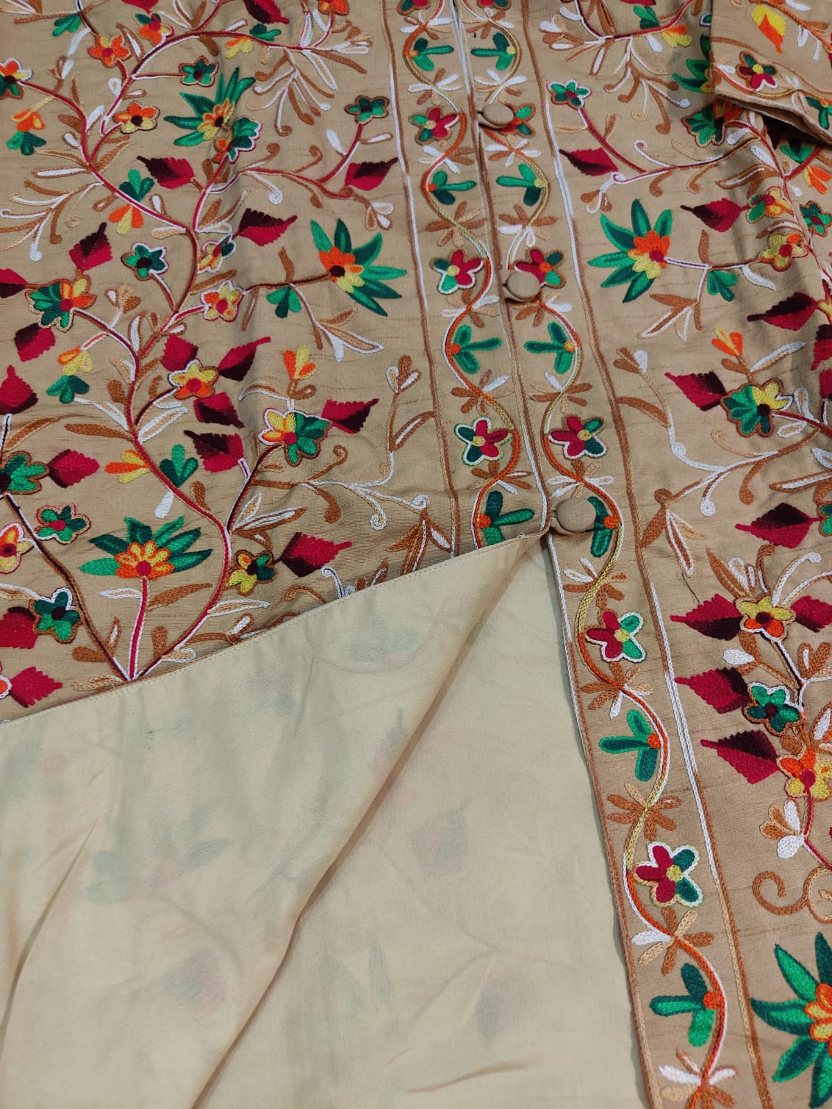 Floral Embroidered Long Coat  Artisan Made Fall/Winter Outerwear