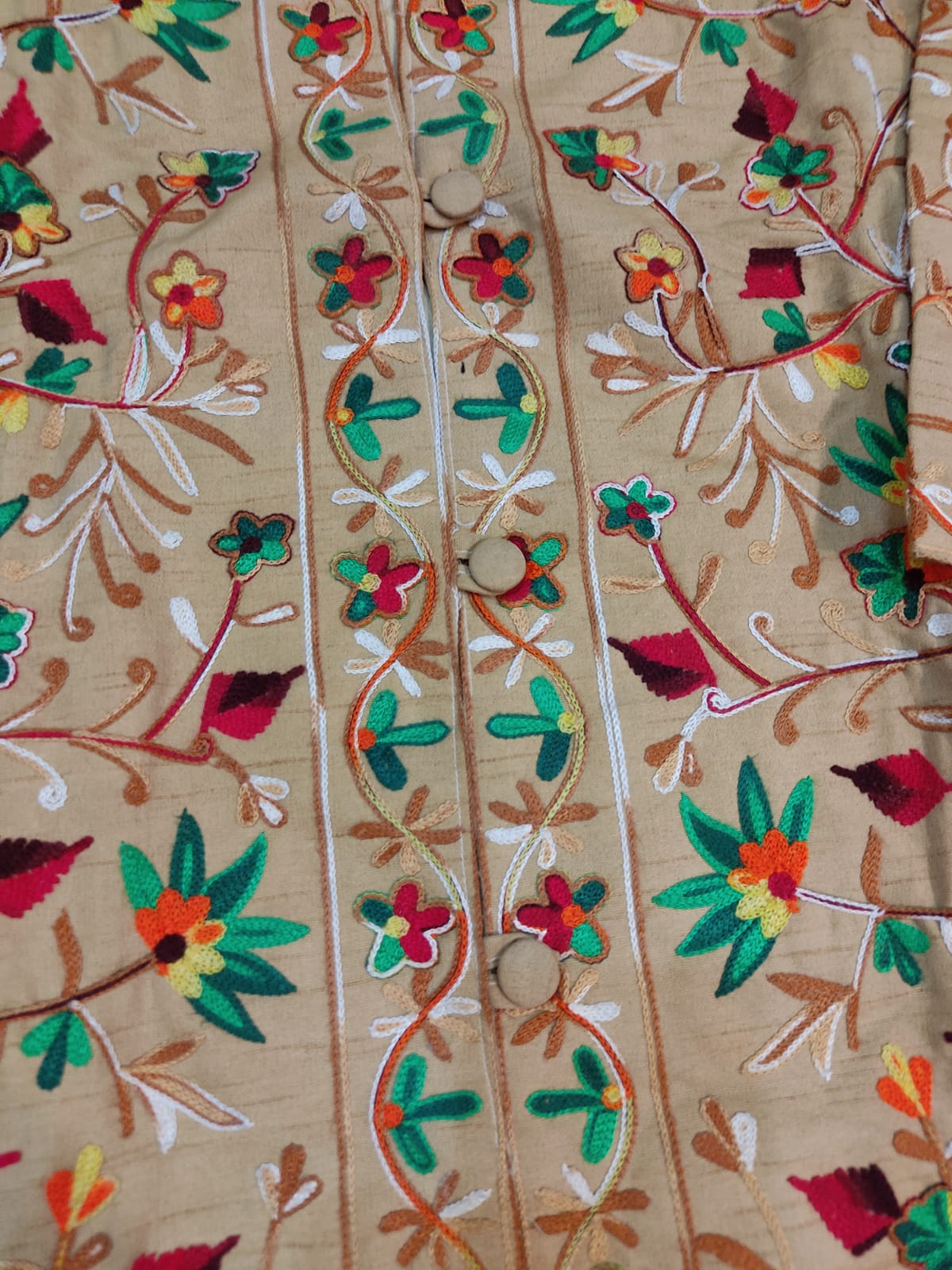 Floral Embroidered Long Coat  Artisan Made Fall/Winter Outerwear