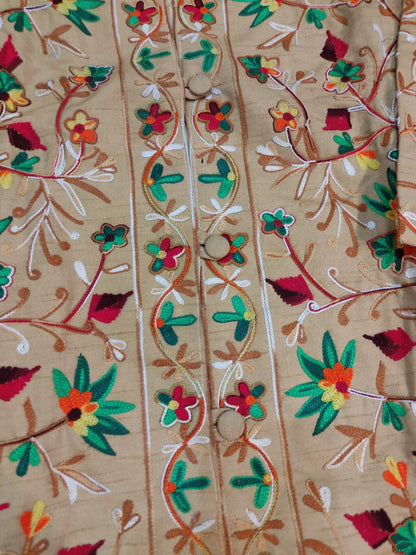 Floral Embroidered Long Coat  Artisan Made Fall/Winter Outerwear