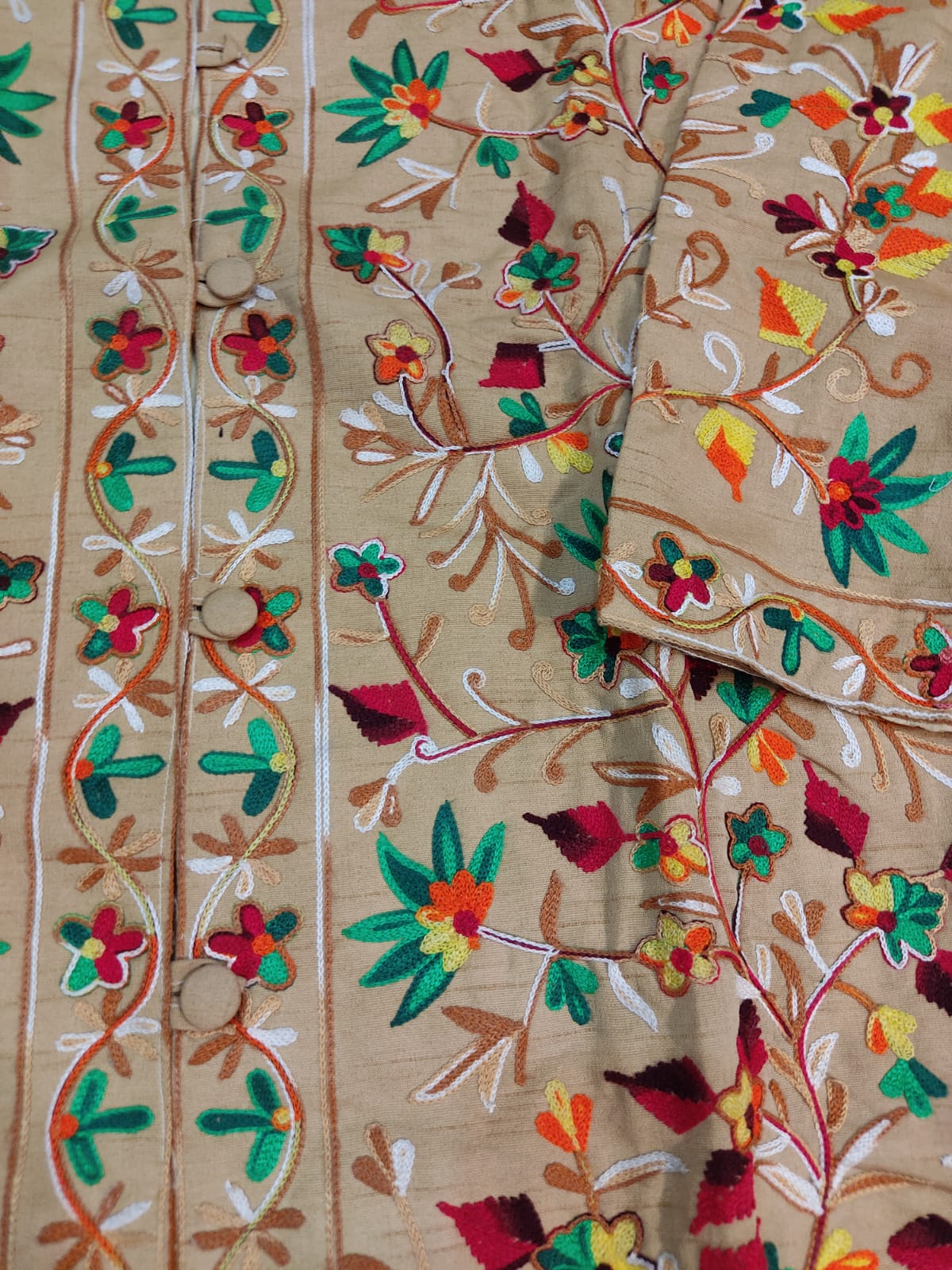 Floral Embroidered Long Coat  Artisan Made Fall/Winter Outerwear