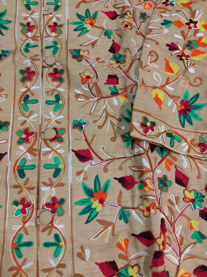 Floral Embroidered Long Coat  Artisan Made Fall/Winter Outerwear