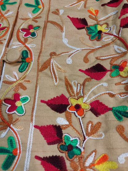 Floral Embroidered Long Coat  Artisan Made Fall/Winter Outerwear