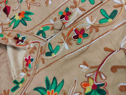 Floral Embroidered Long Coat  Artisan Made Fall/Winter Outerwear