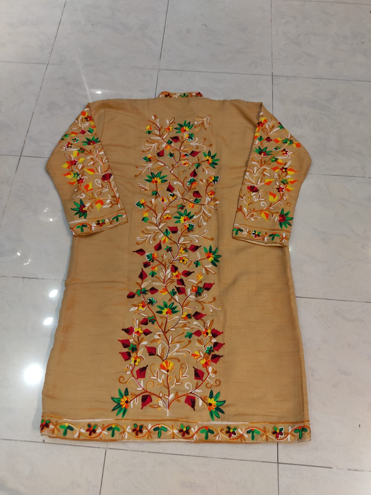 Floral Embroidered Long Coat  Artisan Made Fall/Winter Outerwear