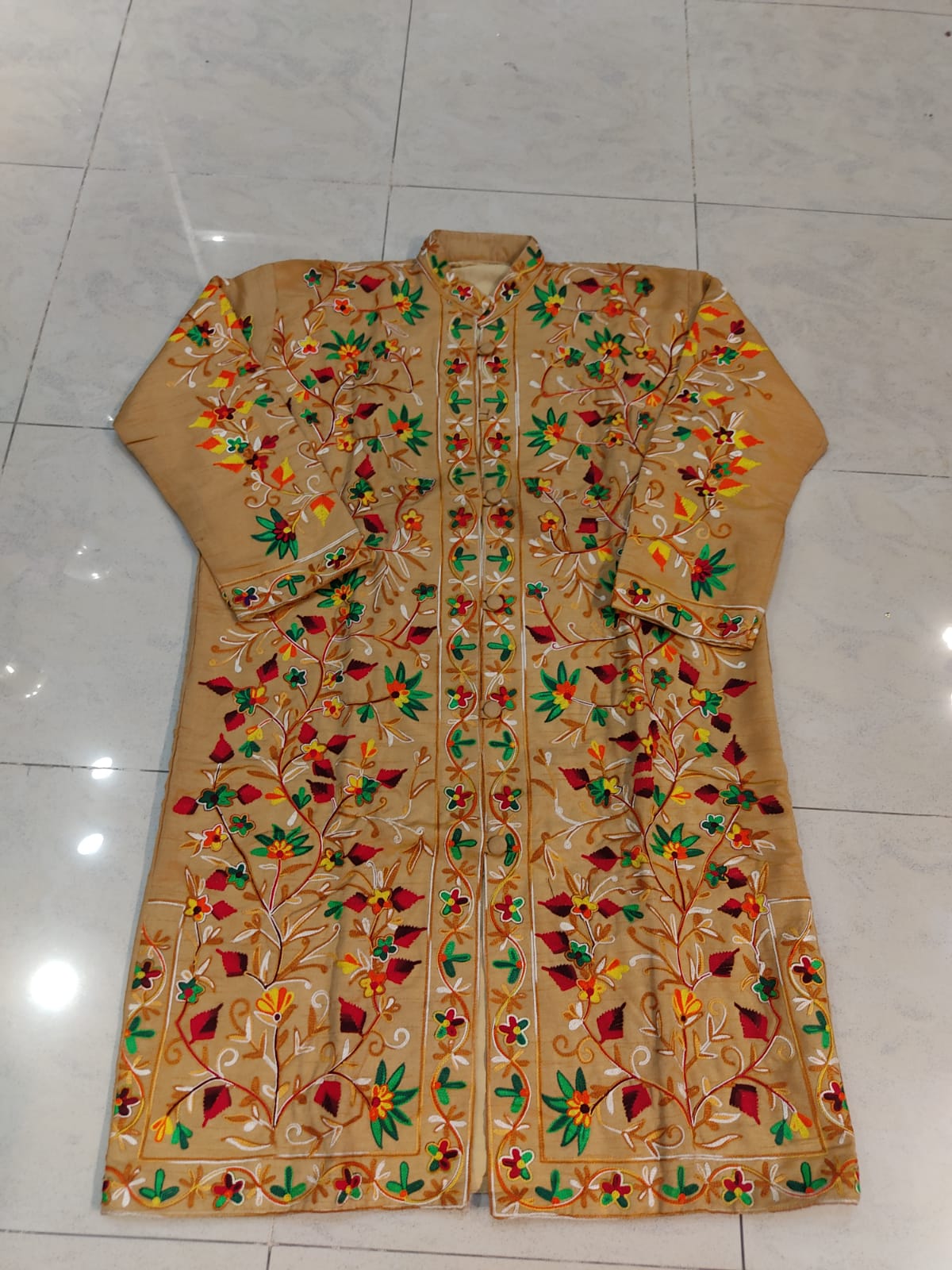 Floral Embroidered Long Coat  Artisan Made Fall/Winter Outerwear