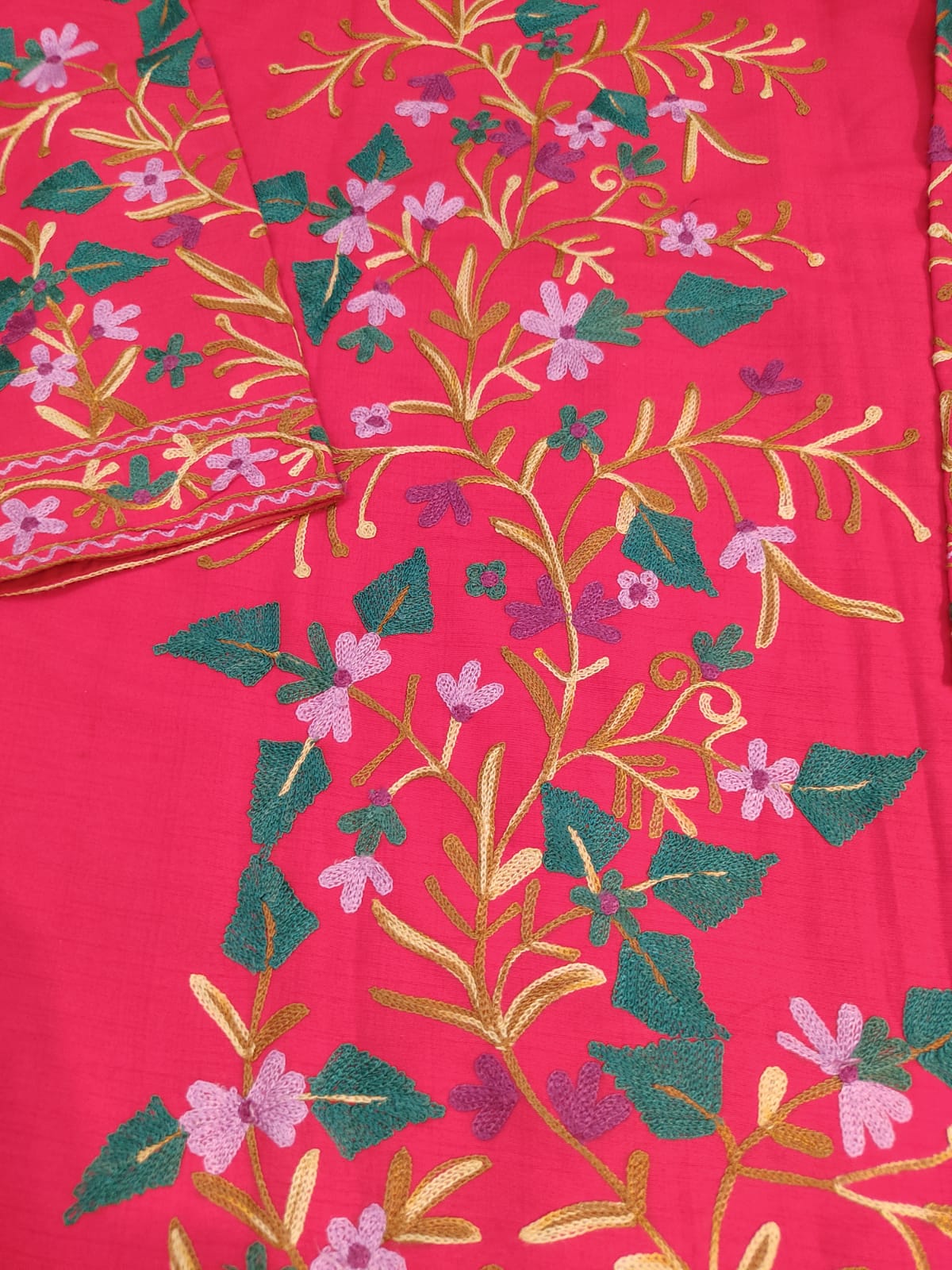 Artisan-Crafted Kashmiri Aari Embroidered Jacket - Red Floral Statement Coat