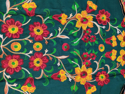 Artisan-Crafted Kashmiri Aari Embroidered Jacket - green Floral Statement Coat