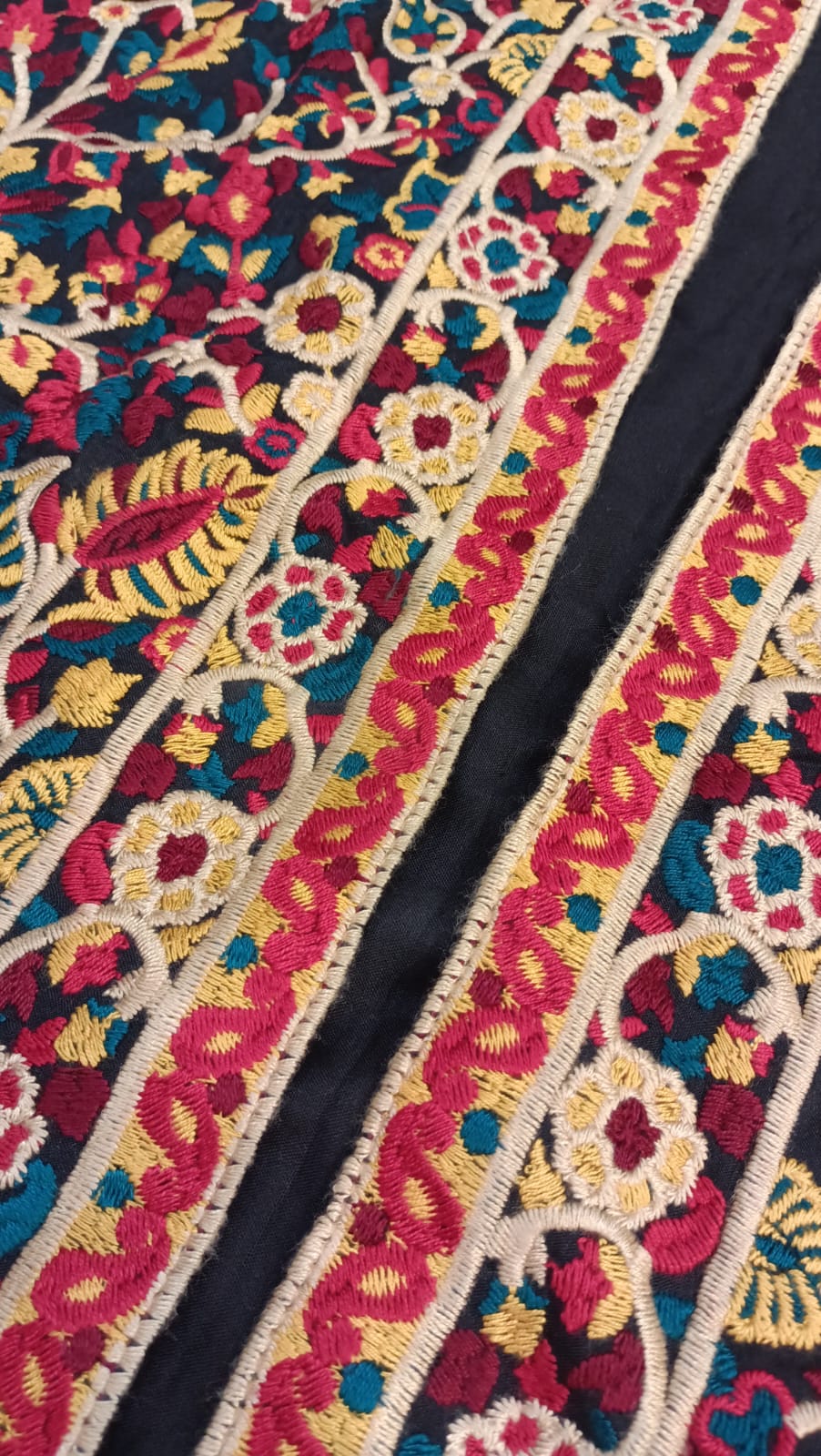 Artisan-Crafted Kashmiri Traditional Ethnic Embroidered Tunic jacket | Black Cotton Winter jacket | Colorful Bohemian Top